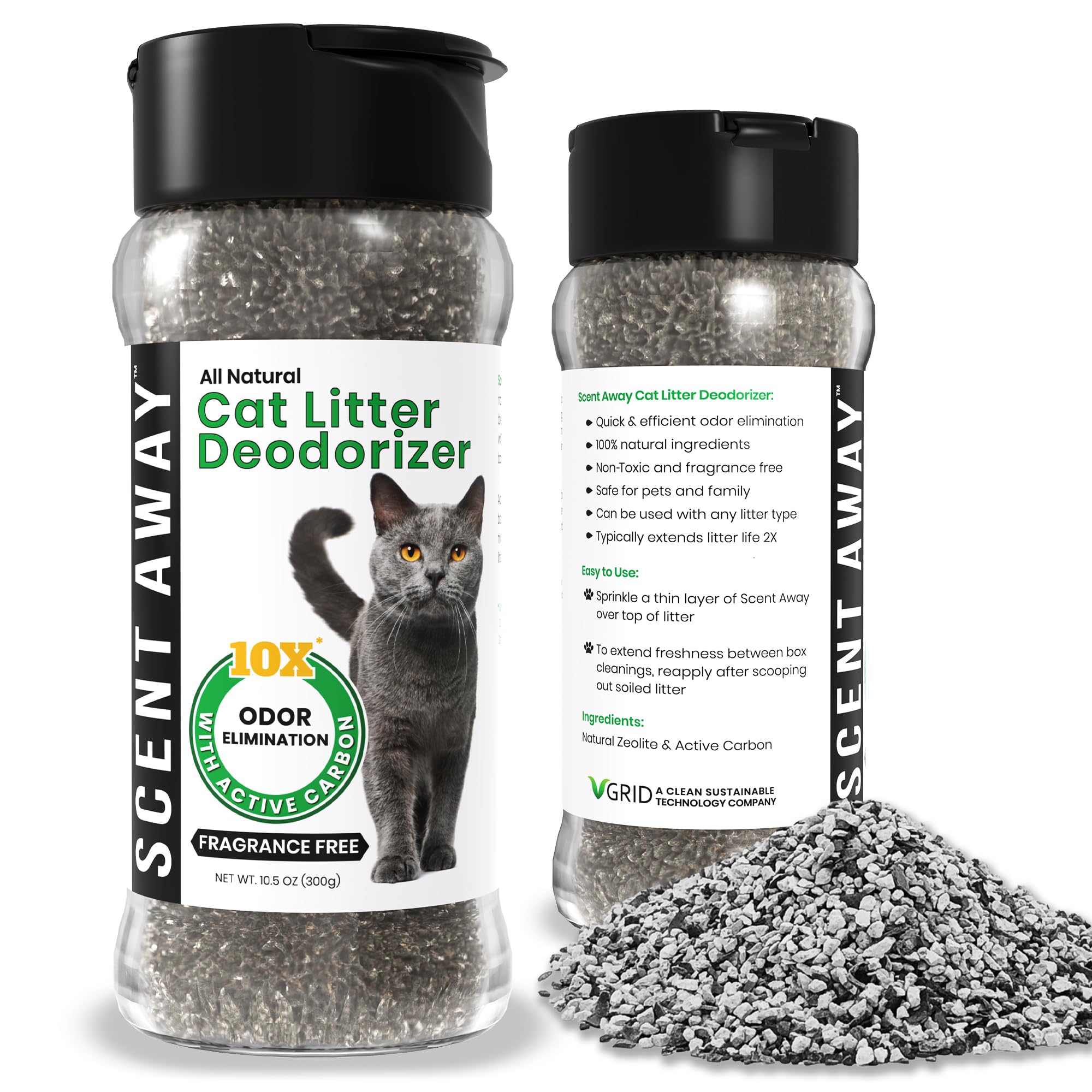 Premium Cat Litter Deodorizer with Activated Charcoal - Odor Eliminator for Litter Box | Fragrance-Free & Long-Lasting | Neutralizes Cat Urine & Waste Smells | Keeps Home Fresh (1 Pack) - Ideal for Multi-Cat Households & Small Spaces