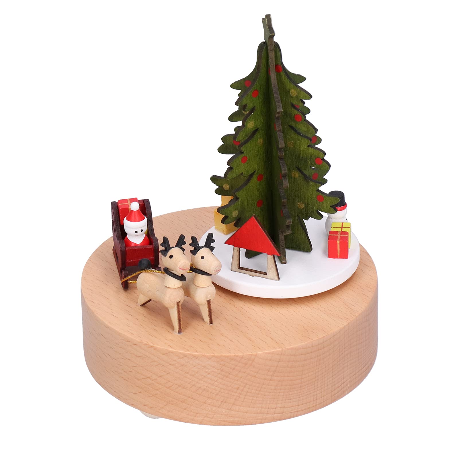 Restokki Wooden Christmas Music Box - Hand Carved Rotating Xmas Tree Musical Gift Box with Charming Melody | Perfect Holiday Decoration & Romantic Gift for Lovers, Friends, Kids (Home Decor, Christmas Party, Birthday Present)