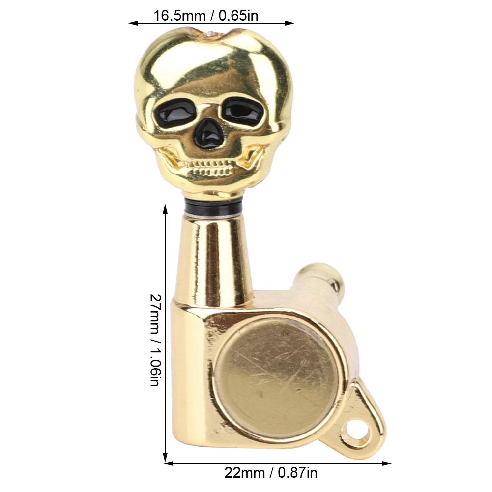6 Pcs Golden Skull-Shaped Guitar Tuning Pegs - Machine Head String Tuner Keys for Electric Guitar & Bass - Perfect for Rock, Metal & Gothic Musicians