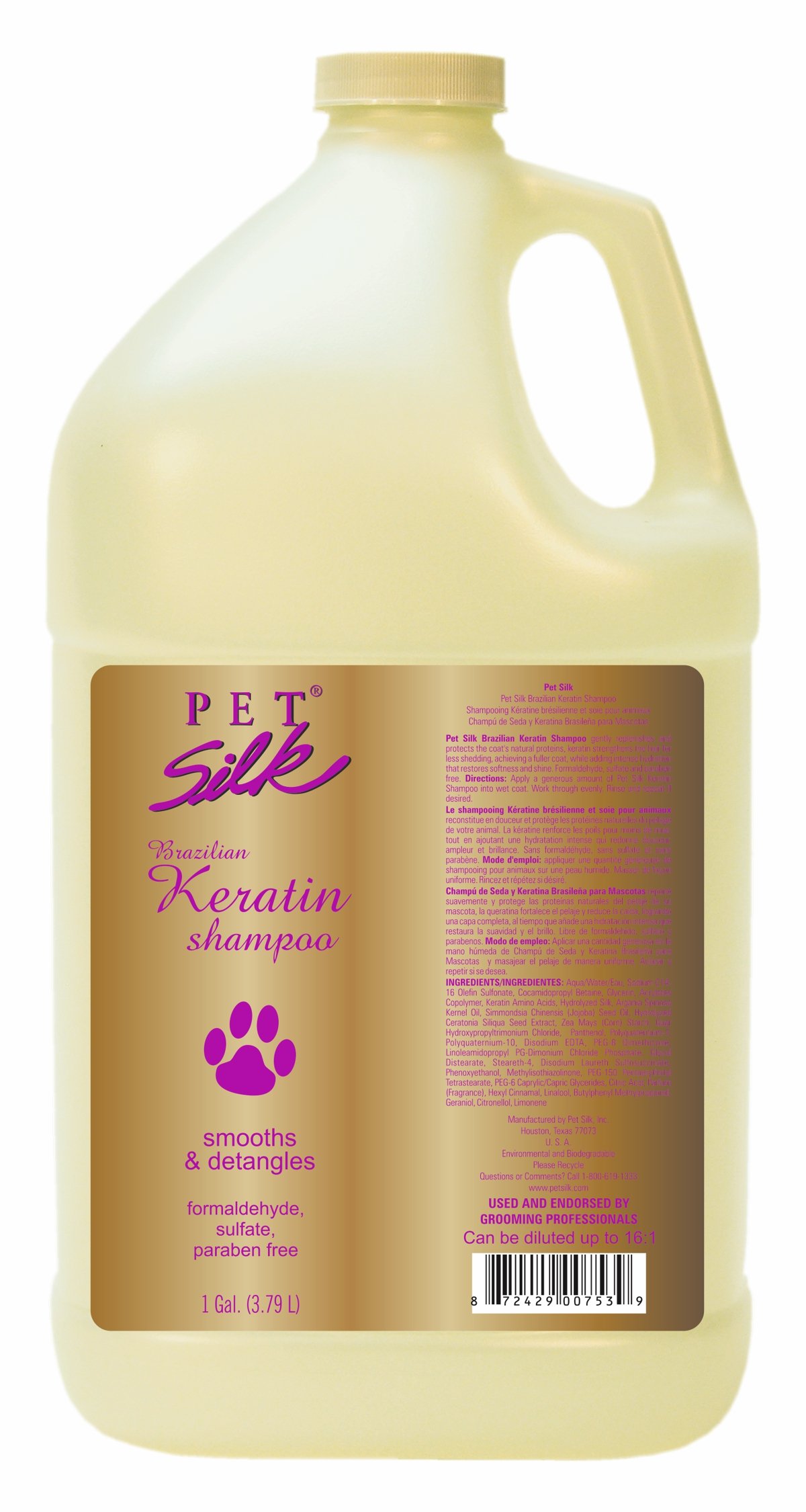 Pet Silk Brazilian Keratin Creme Conditioner for Dogs & Cats - 128 Oz | Deep Moisturizing & Detangling Treatment | Perfect for Long-Haired Breeds & Show Grooming