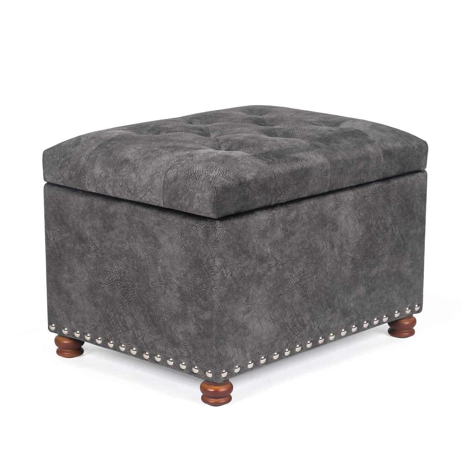 Storage Ottoman Bench with Lift Top - Foot Rest & Coffee Table for Living Room (Gray)