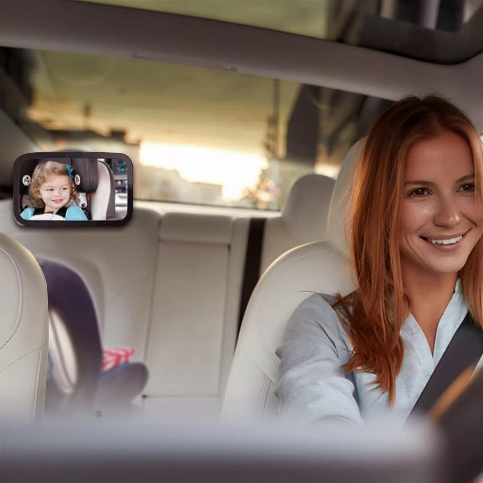 Extra Large Baby Car Mirror – Shatterproof Safety Car Seat Mirror for Rear Facing Infants | Wide View Adjustable 360° Acrylic Backseat Mirror | Secure & Fully Assembled Black Mirror for Safe Driving with Baby | Perfect for Road Trips & Daily Commutes