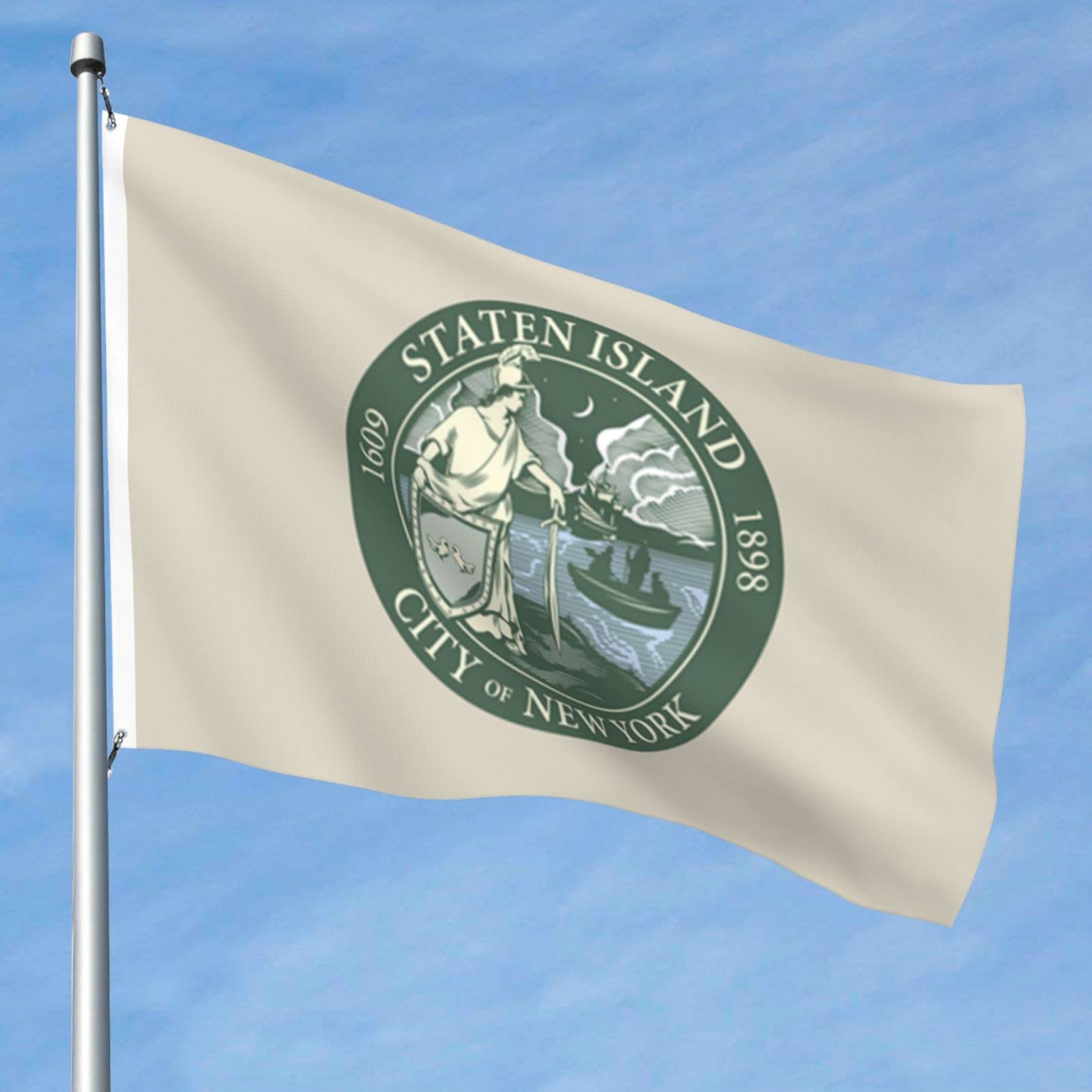 Staten Island Borough Flag 5x8 FT - Double-Sided Durable Polyester Outdoor Banner for Home, Patio & Yard Decor - Perfect for Garden, Porch & Welcome Display