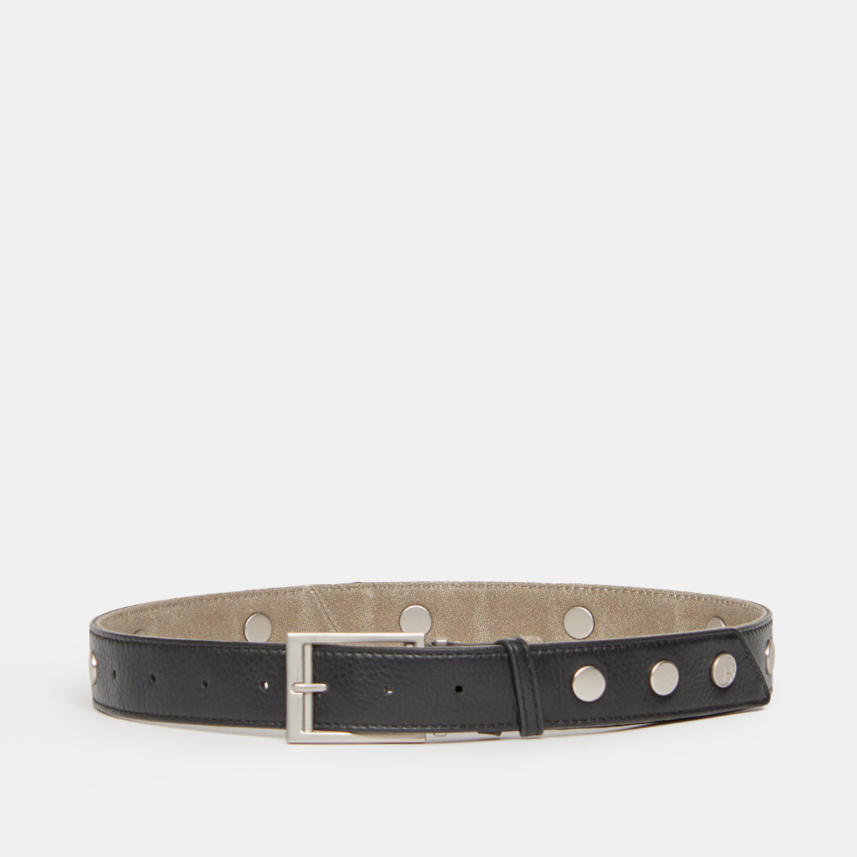 Charlie Reversible Riveted Belt for Men - Black, Pewter & Brushed Silver Buckle - Medium Size - Perfect for Casual Wear, Office & Formal Occasions