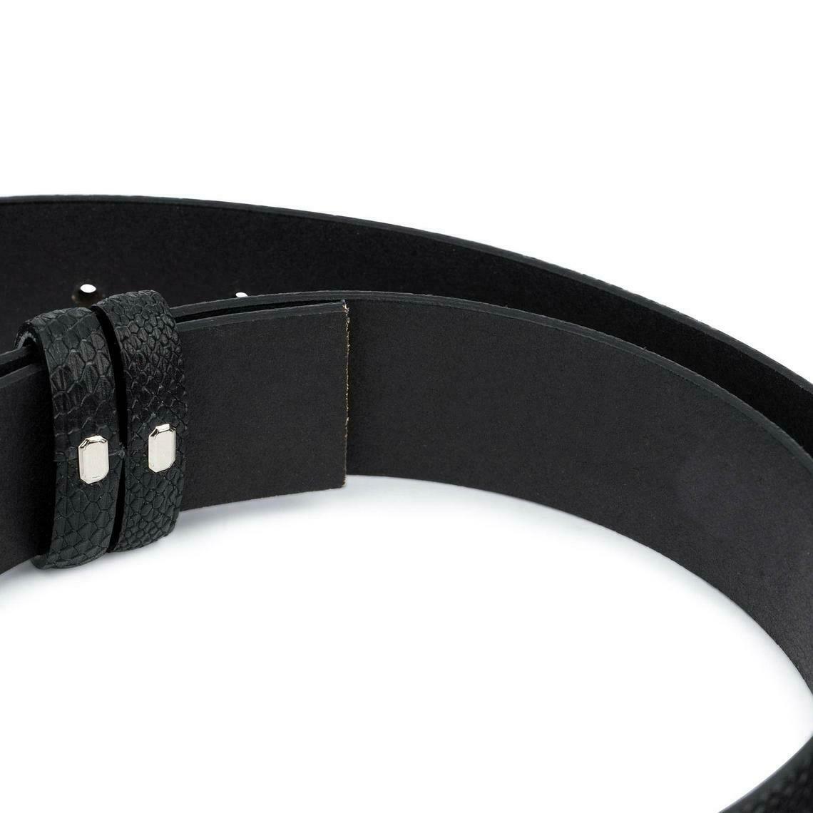 Premium Genuine Snakeskin Leather Belt for Men - 35mm Black Replacement Strap Compatible with Dunhill Buckles | Formal Office Wear & Business Attire Accessory
