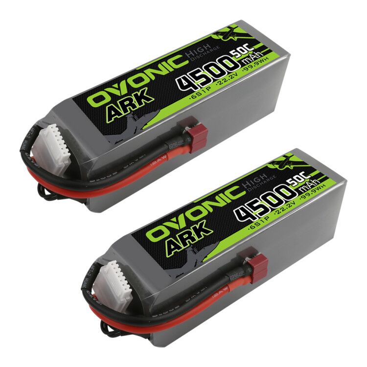 2 Pack OVONIC ARK 6S 22.2V 4500mAh 50C LiPo Battery with Deans Plug for RC Airplane, EDF Jet, Multicopter Drone - Perfect for Long Flight Time and High Performance RC Models