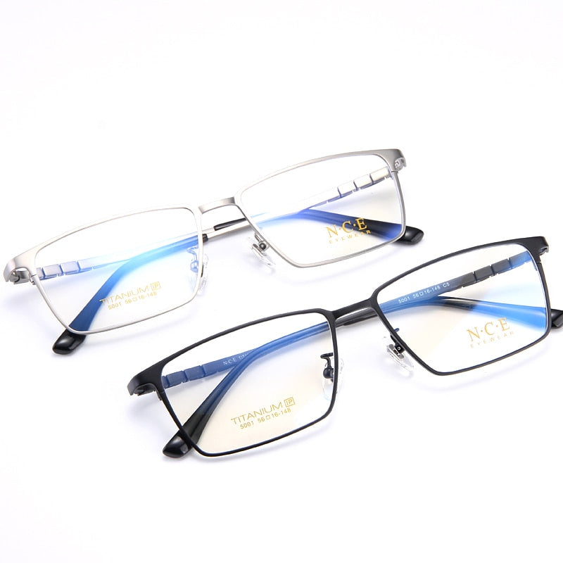 Bclear Men's Full Rim Square Titanium Eyeglasses Frame - Lightweight Durable My5001 for Work, Reading & Fashion