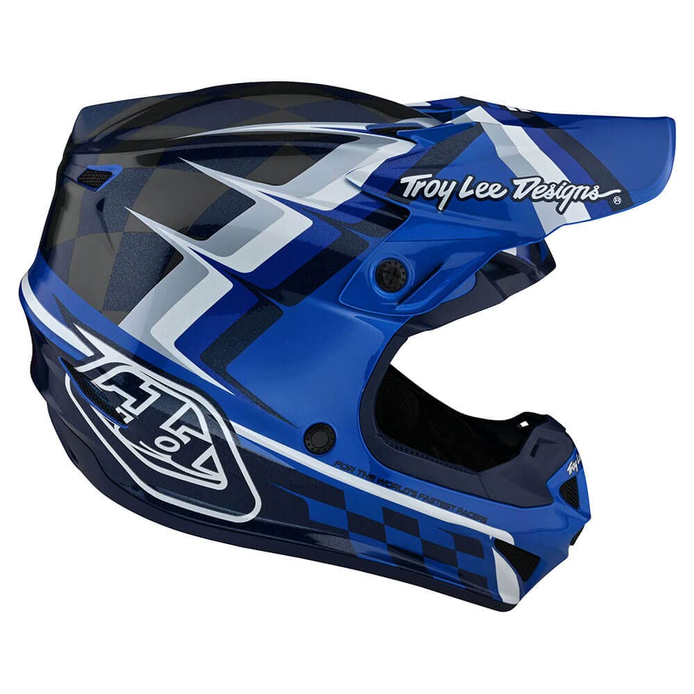 Troy Lee Designs SE4 Motocross MX Helmet - Lightweight POLYACRYLITE Shell, Warped Blue (Medium) | Dirt Bike Racing, Off-Road Trail Riding & Extreme Sports Protection