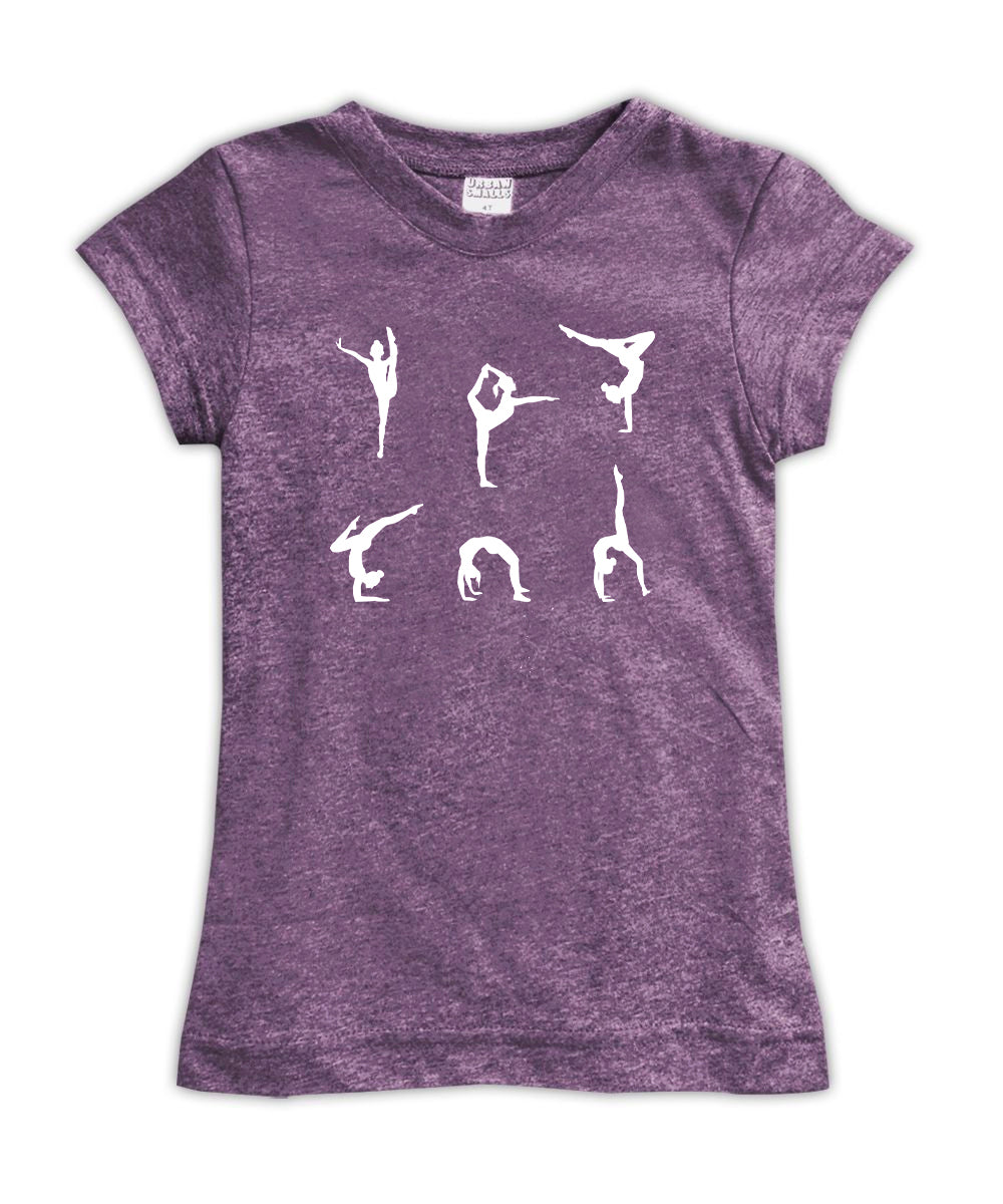 Purple Gymnast Silhouette Fitted T-Shirt for Women - Stretchy Workout Top for Yoga, Gym & Athletic Wear