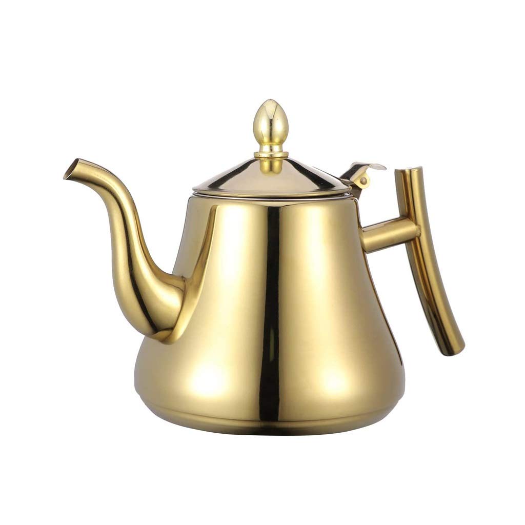 Premium Stainless Steel Tea Pot with Strainer - 1L Capacity for Home & Restaurant Use - Ideal for Brewing Loose Leaf Tea, Herbal Infusions & Hot Water