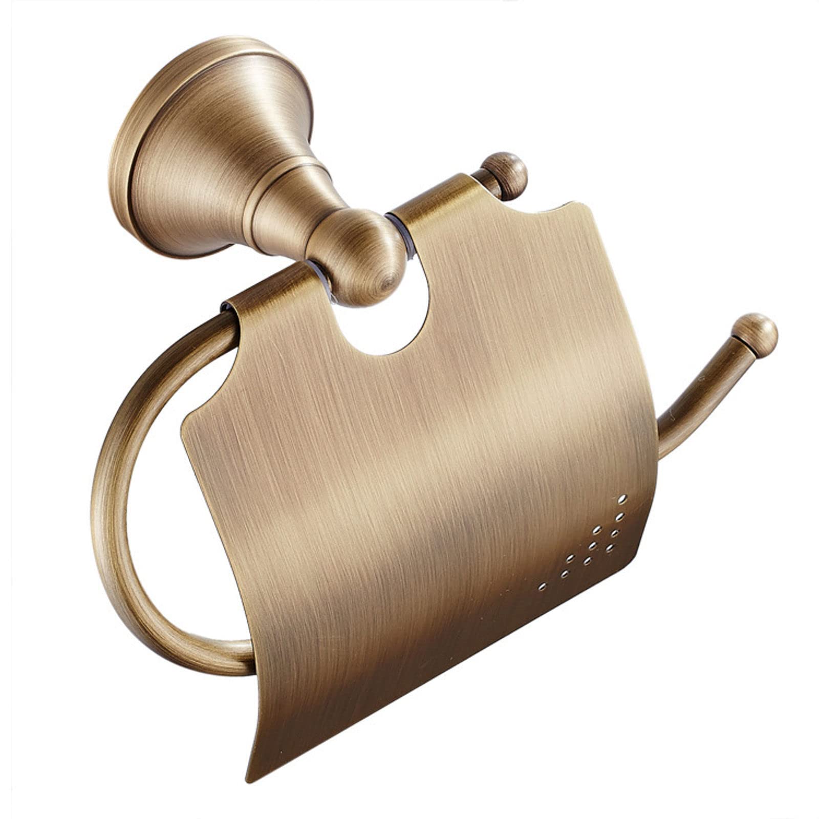 Vintage Brass Wall Mounted Toilet Paper Holder - Classic Euro Style Bathroom Tissue Roll Stand - Easy Installation for Kitchen & Washroom (12x13cm) - Perfect for Vintage Decor, Small Bathrooms & Powder Rooms