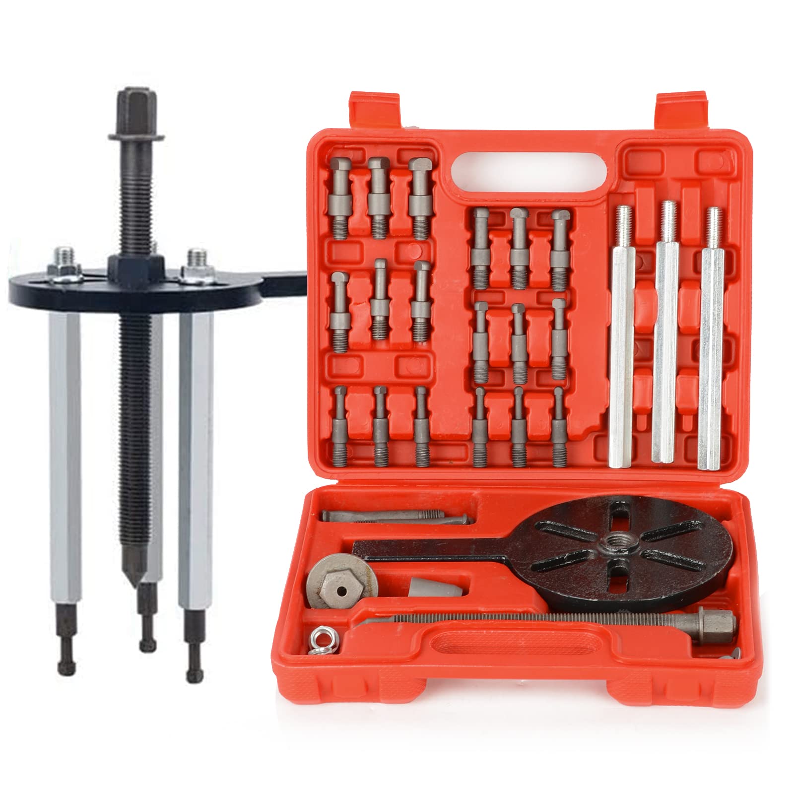 21 in 1 Bearing Puller Set - 3 Jaw Puller & Blind Bearing Puller with Inner Hole Removal Tool | Professional Automotive Repair Kit in Plastic Case | Perfect for Car, Motorcycle & Industrial Equipment Maintenance