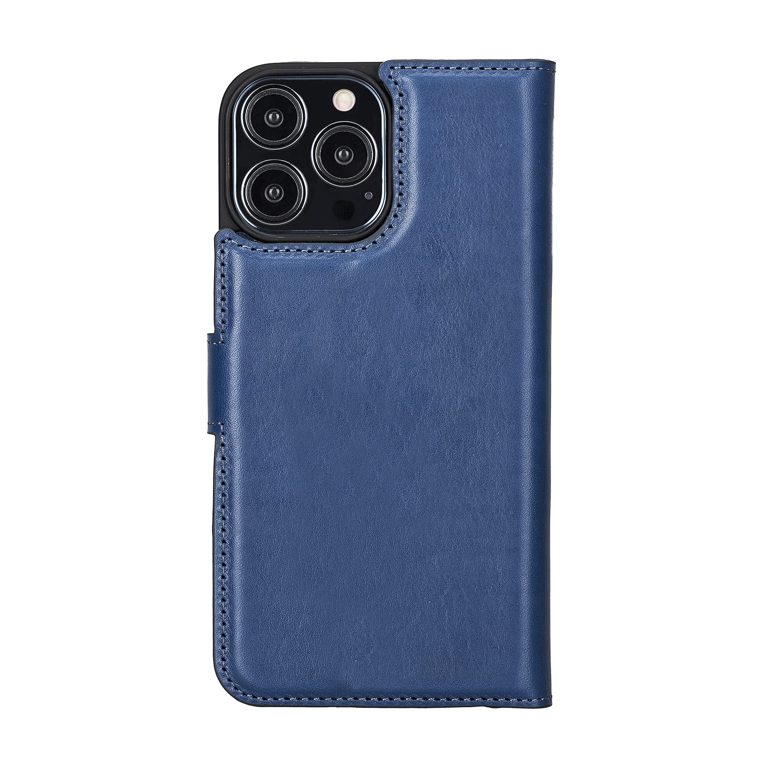 BOULETTA iPhone 13 Pro Max Wallet Case with Magsafe - Genuine Leather Magnetic Detachable Folio Case with RFID Protection, Card Holder & Kickstand for 6.7