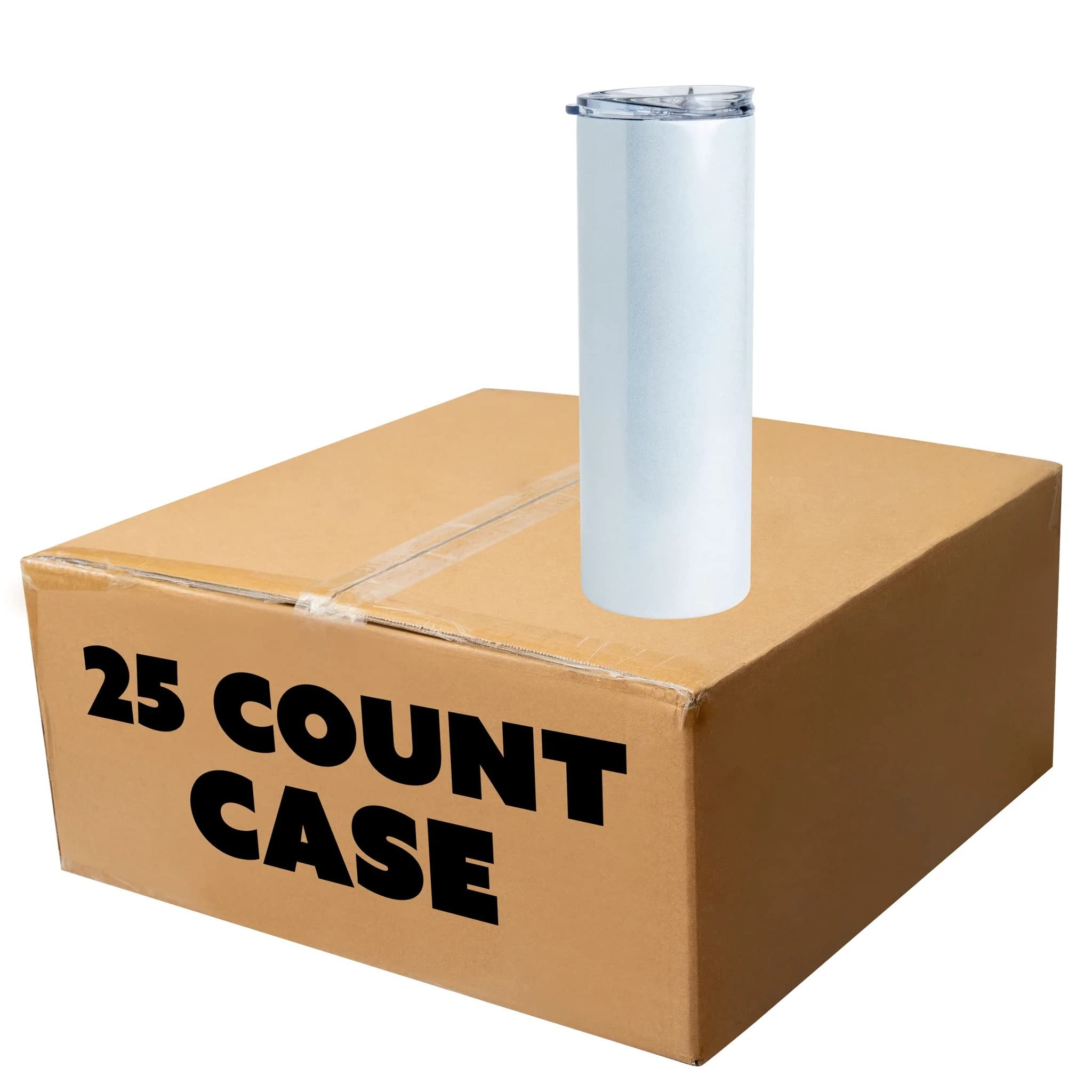 Makerflo 20 oz White Skinny Sublimation Blank Tumbler with Lid & Straw - Pack of 25 | DIY Personalized Gifts for Christmas, Birthdays, Promotions | Compatible with Sublimation, Epoxy, UV DTF, Vinyl & Laser Engraving | Perfect for Home, Office, Gym & Outdoor Use