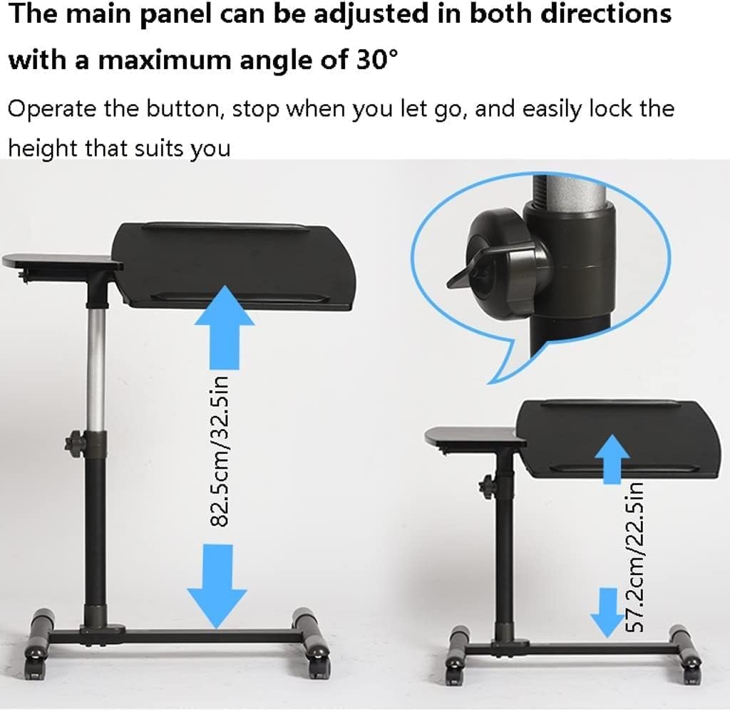 Adjustable Overbed Table with Tilt Top & Locking Casters - Portable Rolling Laptop Desk with Steel Frame | Perfect for Hospital Beds, Home Office & Nursing Care