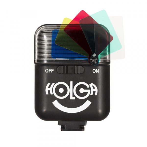 Holga Electronic Flash with Built-in Color Filters for Creative Photography - Perfect for Portraits, Night Shots & Artistic Lighting Effects