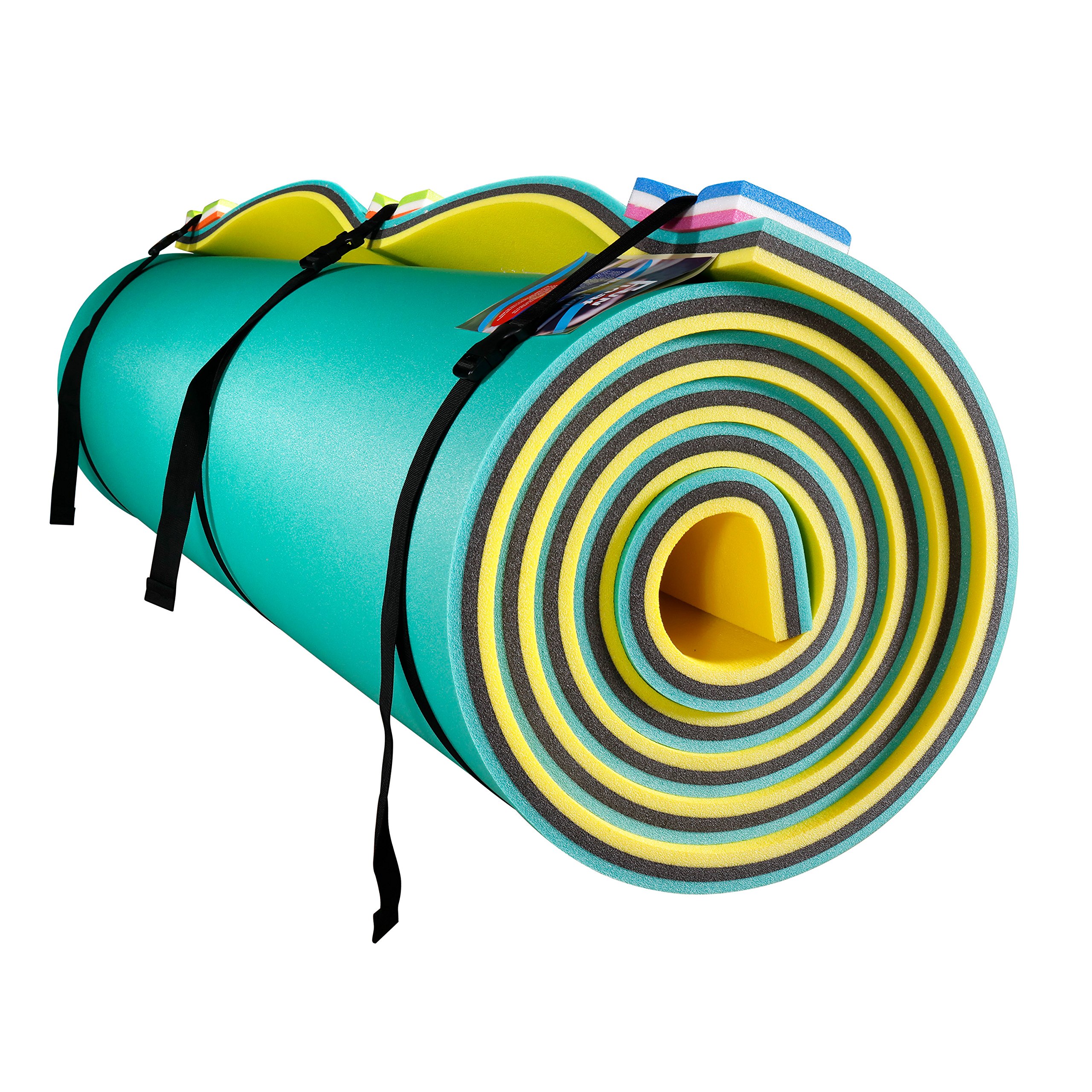 Premium Floating Water Mat - Large Inflatable Swim Island & Aqua Pad for Lakes, Pools & Beaches | Perfect for Relaxation, Vacations, Water Sports & Pool Parties | Includes Mooring Device & Easy Roll-Up Storage | Durable, Portable Water Recreation Mat for Family Fun