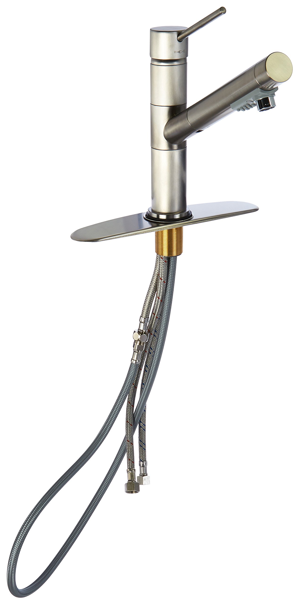 Just Manufacturing JPOM-400-N Brushed Nickel Kitchen Faucet - High Arc Pull Down Sprayer for Modern Farmhouse & Commercial Kitchens