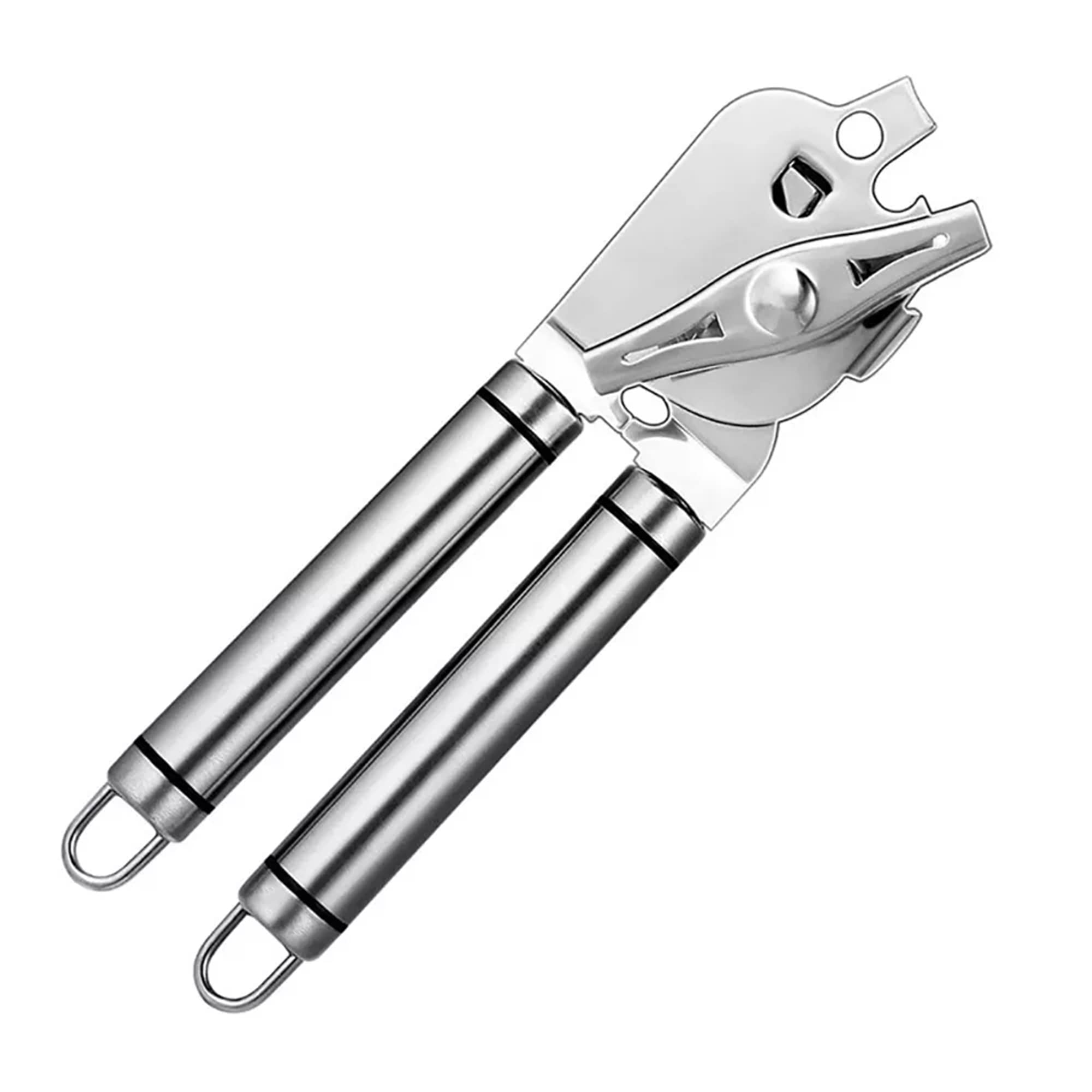 Premium Stainless Steel Manual Can Opener & Bottle Opener Set - Ergonomic Kitchen Tool for Easy Opening - Perfect for Camping, Picnics & Home Use (1-Pack, Silver)
