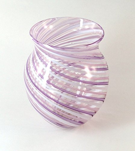 Hand Blown Twisted Cane Glass Vase - Elegant Home Decor for Centerpieces, Wedding Decorations & Luxury Gift Giving