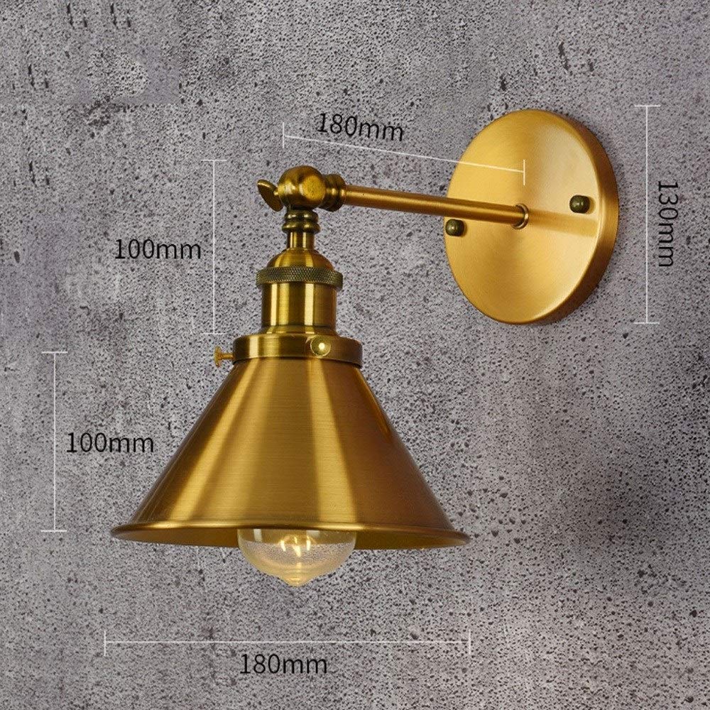 Adjustable Gold Swing Arm Wall Sconce Light - E27 Edison Bulb Base - Industrial Loft Style for Bedroom, Living Room & Cafe Decor - Wall Mounted Reading Lamp for Bedside, Club & Home Lighting