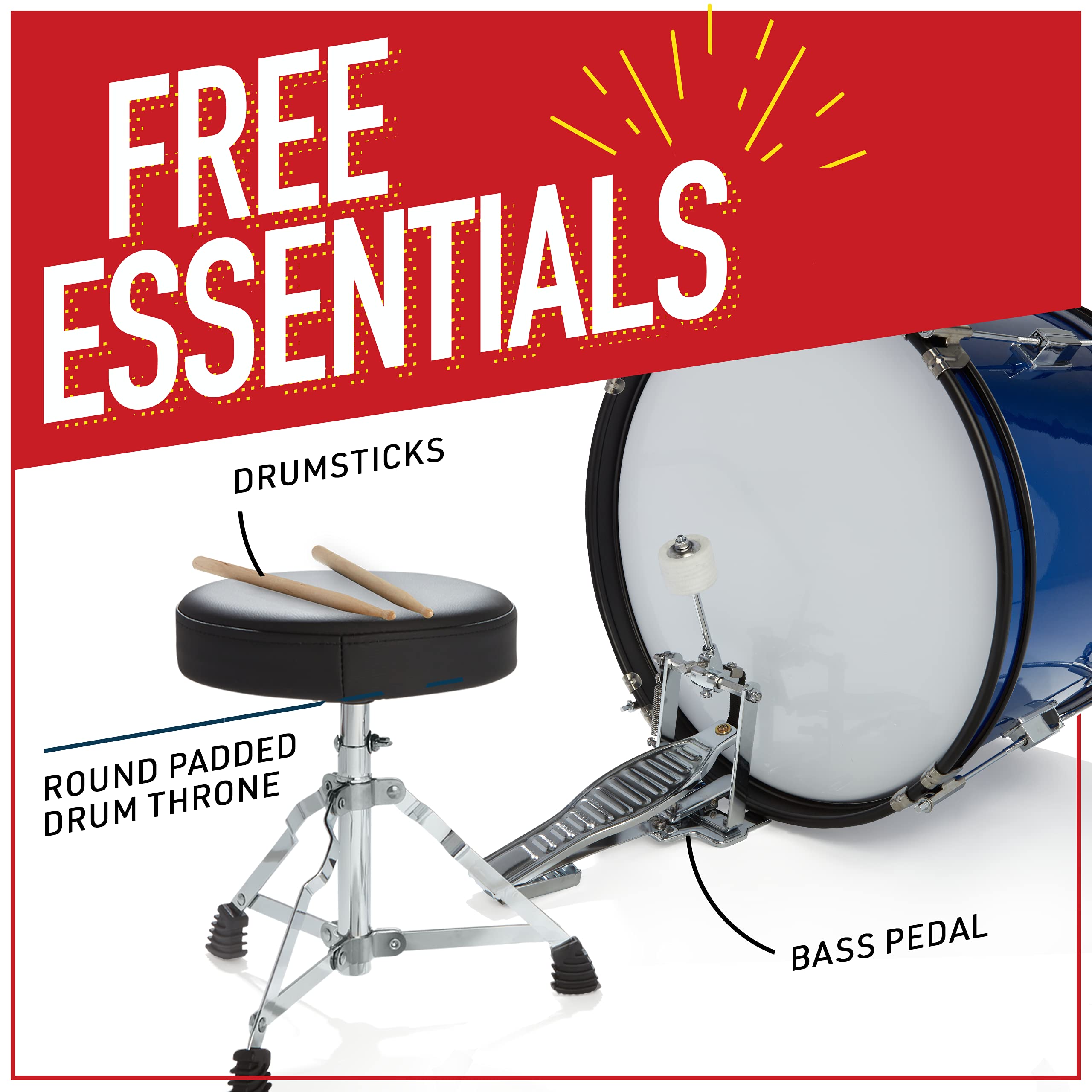 Mendini by Cecilio 5-Piece Kids Drum Set - 16