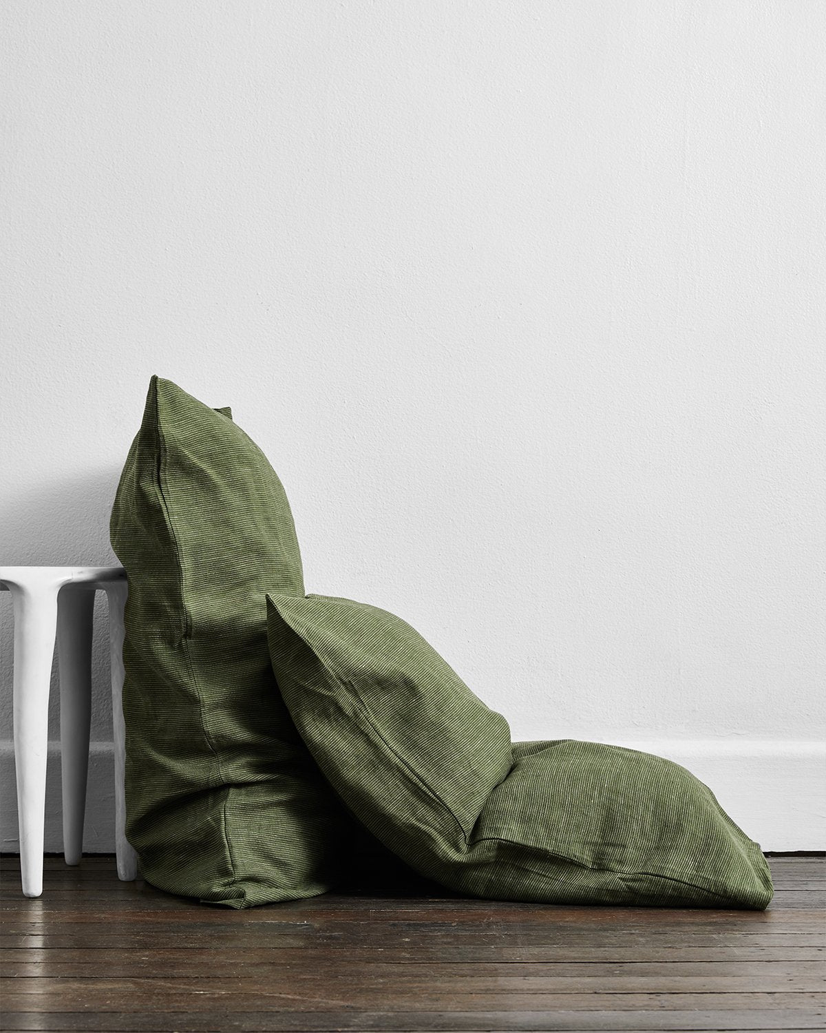 Premium Olive Stripe 100% French Flax Linen Pillowcases (Set of 2) - Breathable & Hypoallergenic Bedding for Summer & All Seasons - Perfect for Home, Hotel, and Airbnb Decor