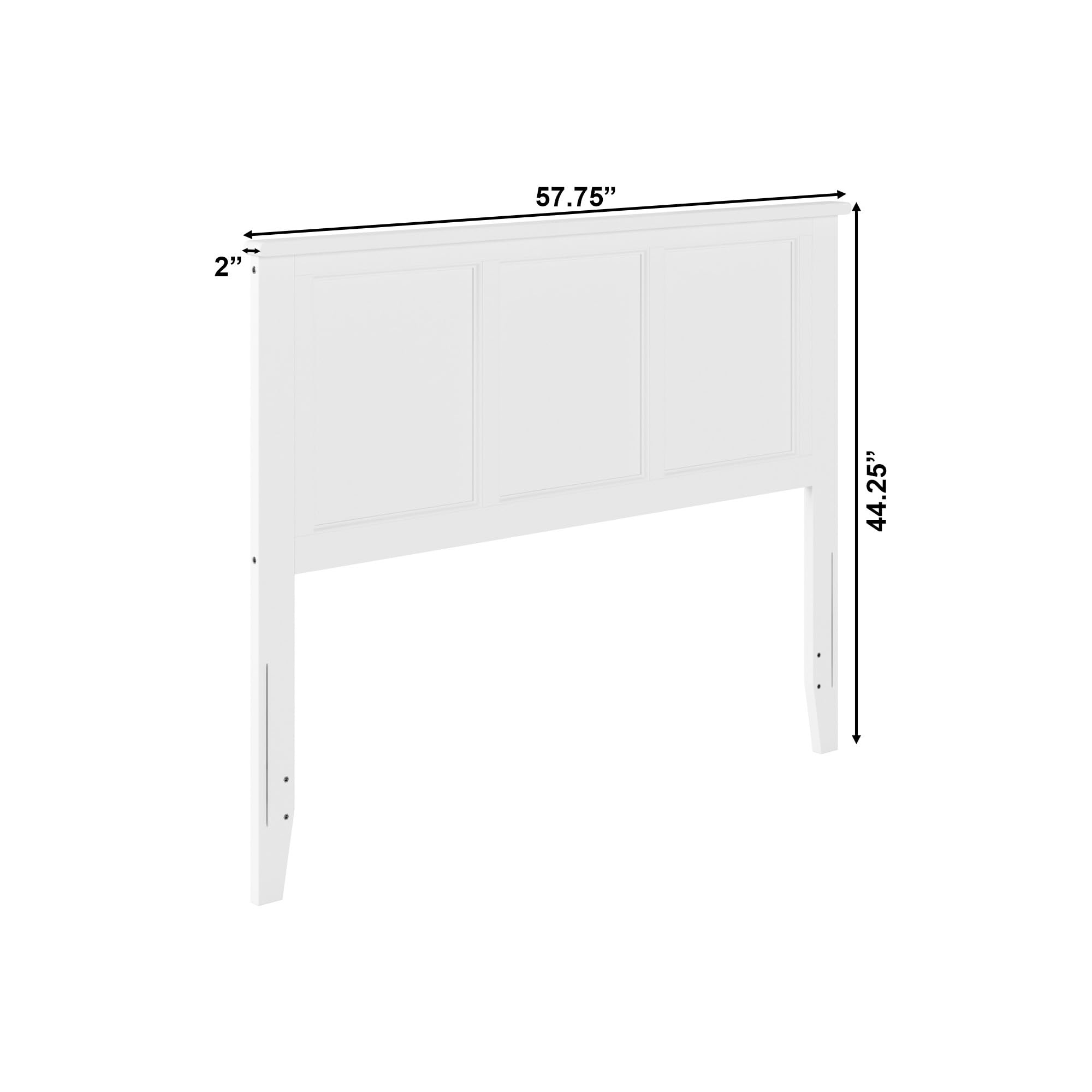 AFI Madison Full Solid Wood Panel Headboard with USB Charging Ports - White Queen/King Size Bed Frame Headboard for Modern Bedroom Decor