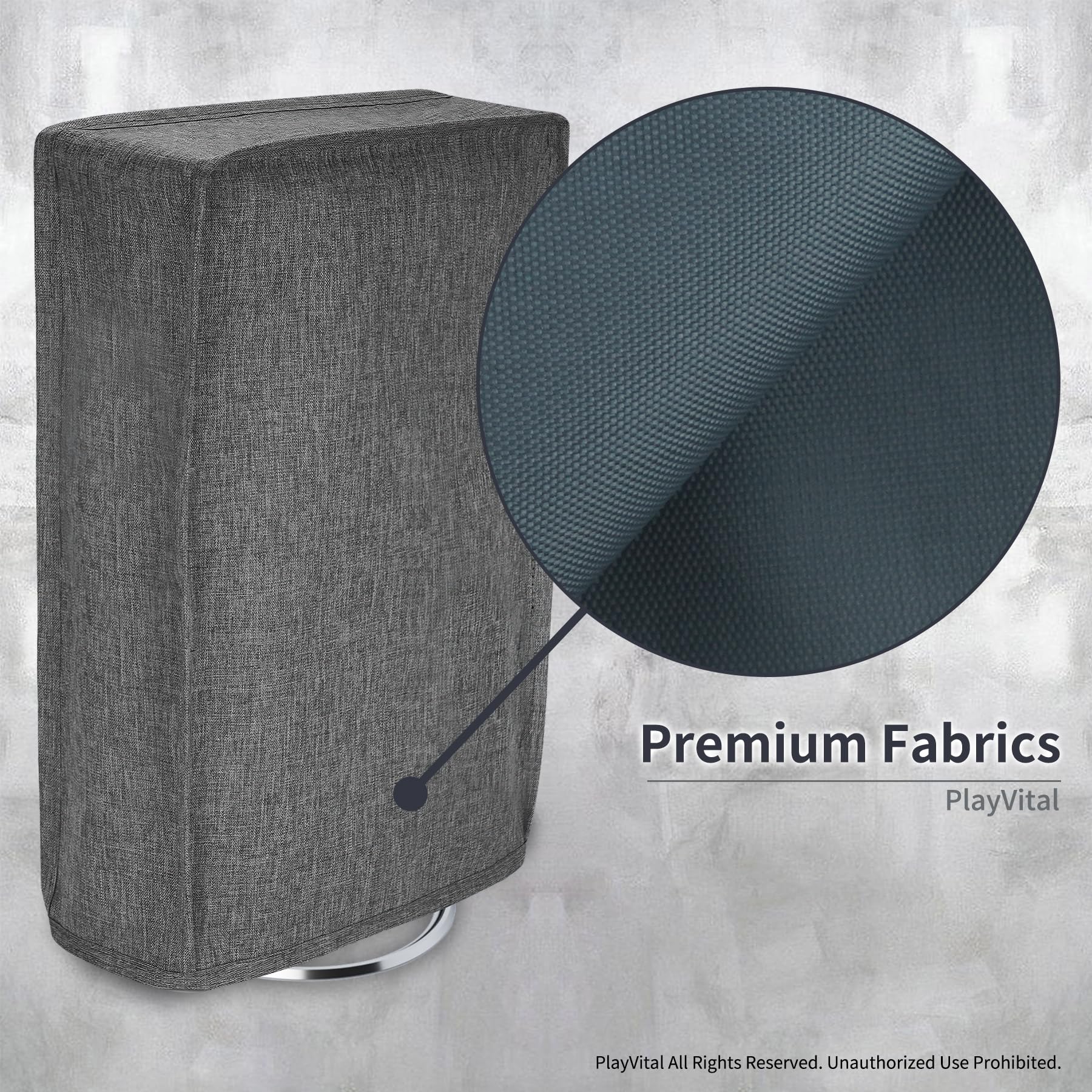 Playvital Vertical Dust Cover for PS5 Slim Digital Edition - Waterproof Nylon Dust Protection Case, Storage Bag & Console Cover - Gray | Perfect for Travel, Home & Office Use