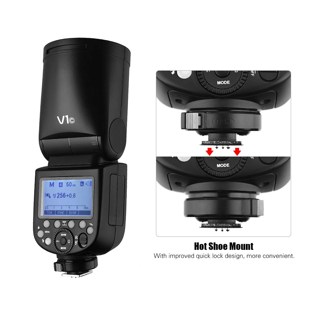Godox V1C Round Head Camera Flash Speedlite with XPROII-C Wireless Trigger - 2.4G TTL HSS Flash for Canon EOS (1/8000s) - Perfect for Wedding, Portrait & Studio Photography