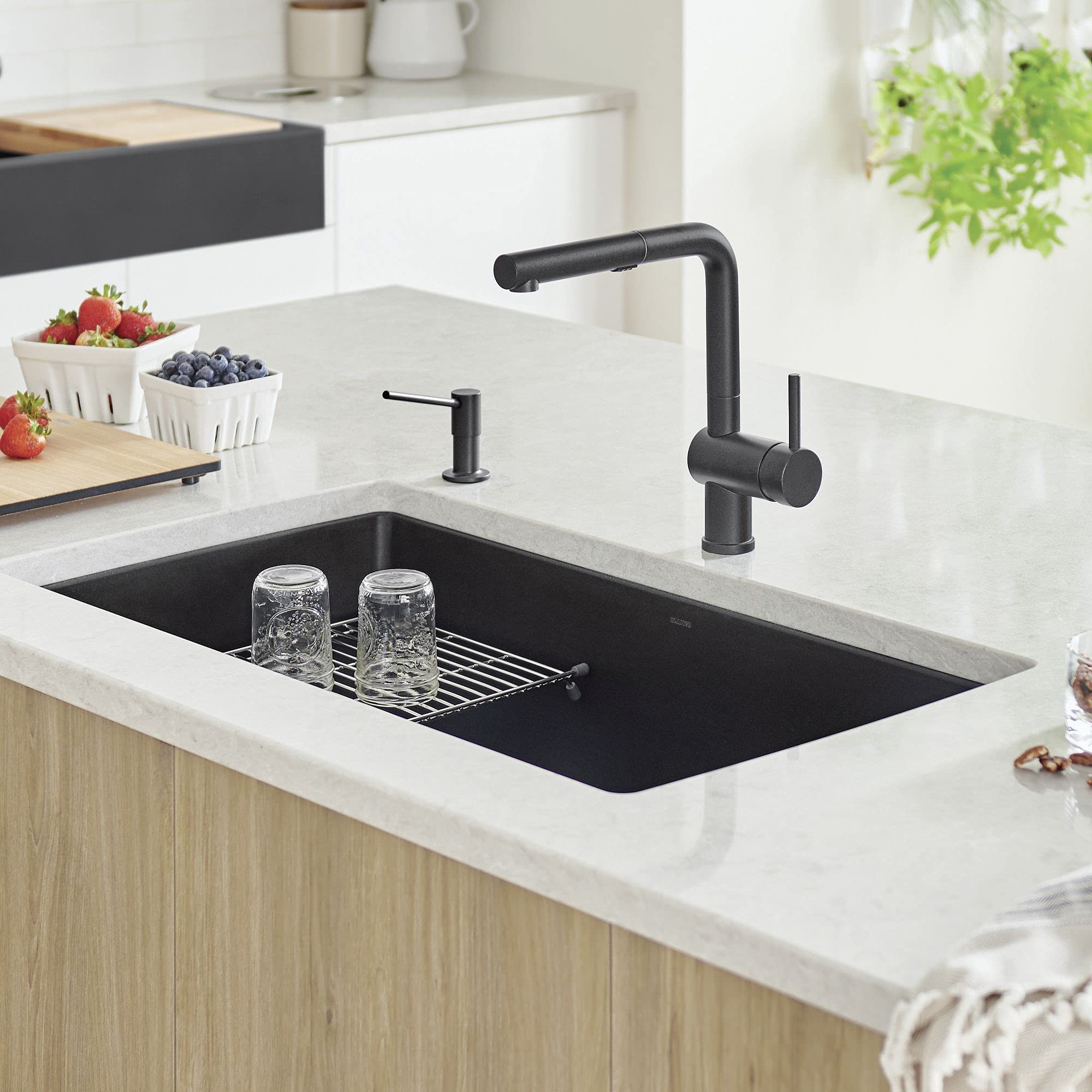 BLANCO Precis Super Single Bowl Kitchen Sink in Coal Black - Durable Stainless Steel for Modern Kitchens, Perfect for Cooking & Cleaning