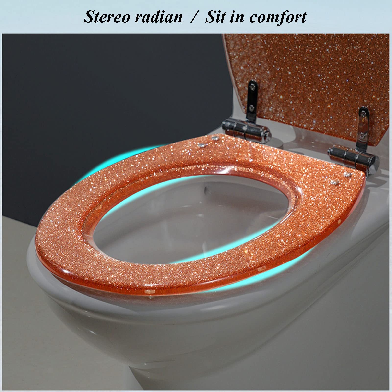 Soft Close Toilet Seat with Quick Release Hinges - Durable Resin Toilet Lid, Ergonomic Design & Easy Installation - Perfect for Bathroom, Home, RV & Office Use