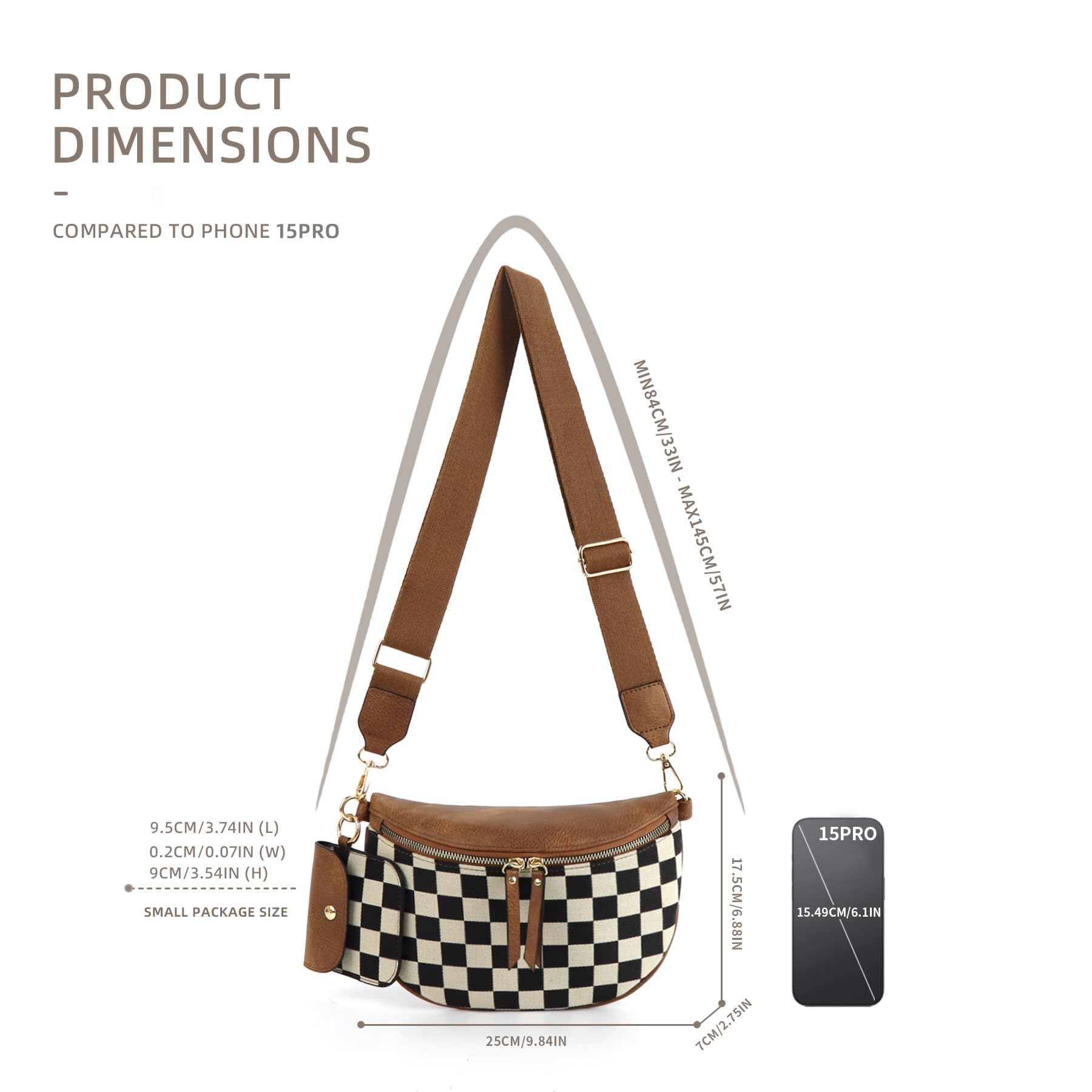 Stylish Checkered Crossbody Bag for Women - Trendy Plaid Fanny Pack & Shoulder Purse - Perfect for Travel, Shopping, and Everyday Use