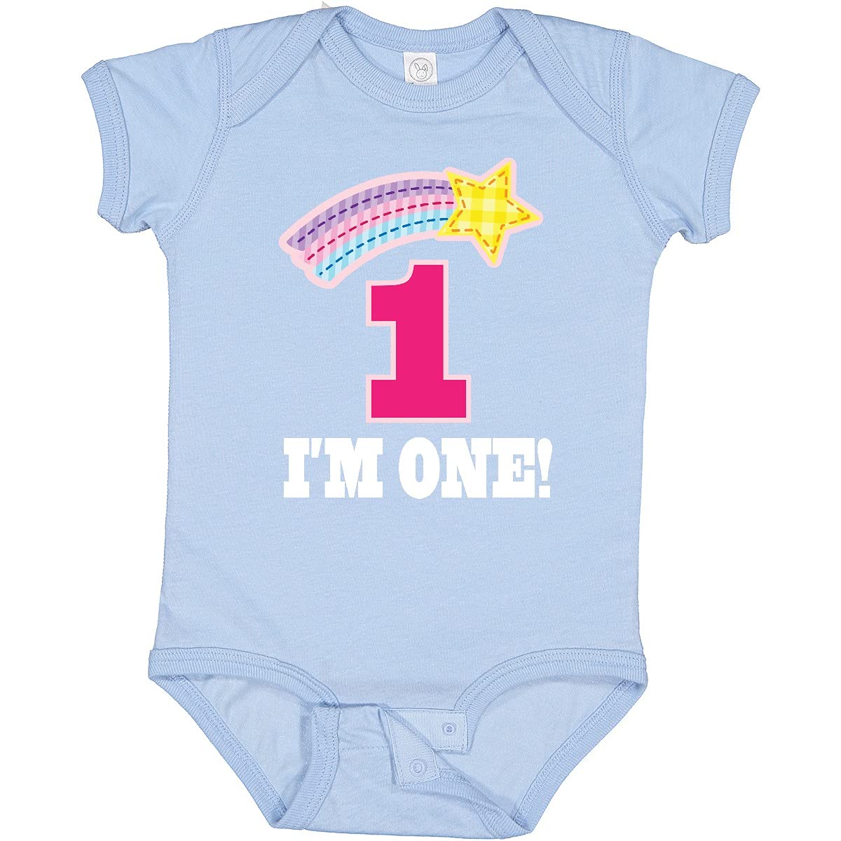 Inktastic 1st Birthday Outfit - Rainbow Star Baby Bodysuit for 1 Year Old Girls | Cute Birthday Party, Photo Shoot & Special Occasion Wear