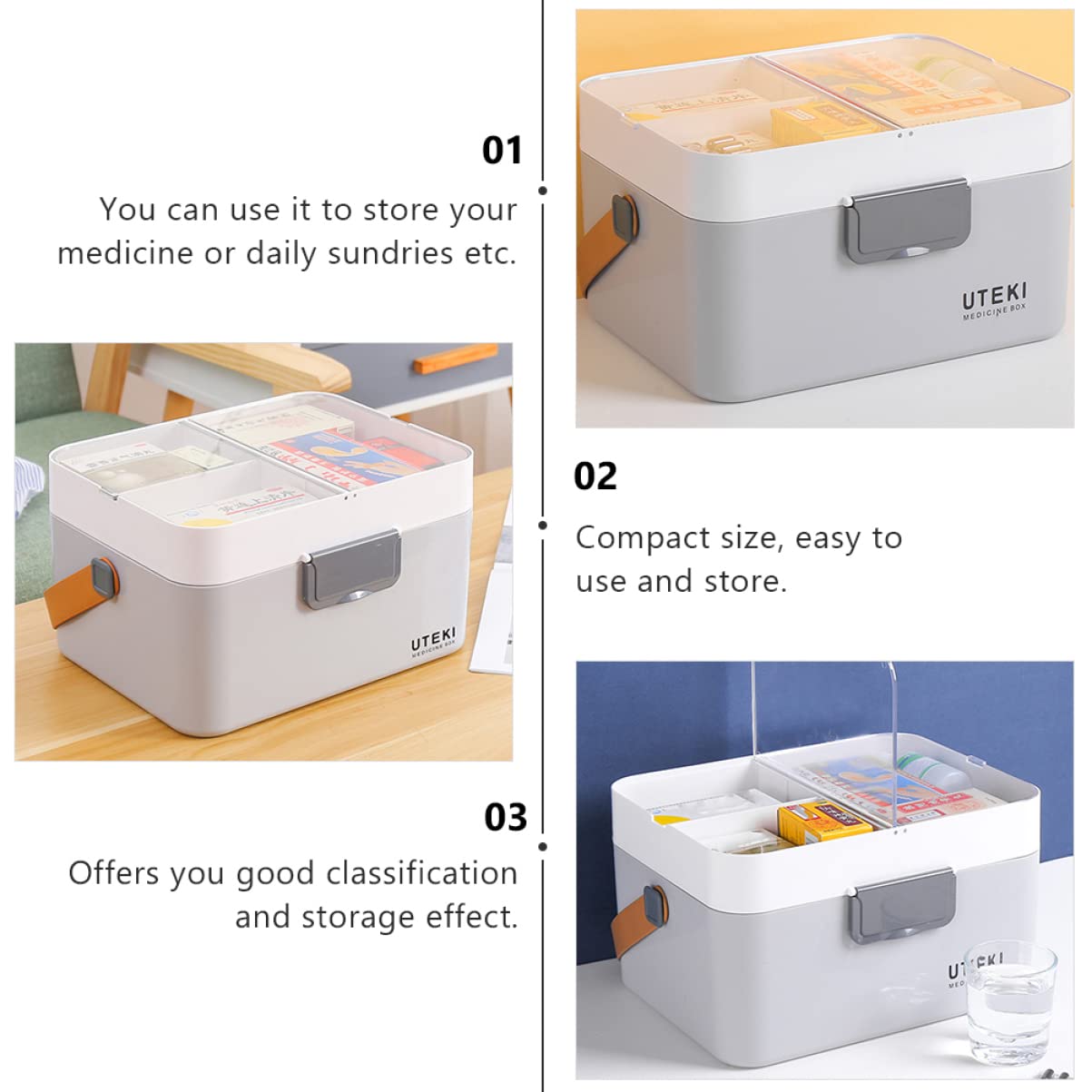 DOITOOL Double Layer Makeup Storage Box - Portable Travel Cosmetic Organizer for Family, Tablet & Beauty Tools - Perfect for Home, Travel & Outdoor Use