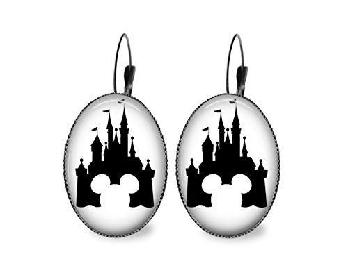 Vintage Mouse House Castle Silhouette Earrings - Unique Gothic Jewelry for Women, Perfect for Halloween Costume, Cosplay, and Fantasy Themed Parties