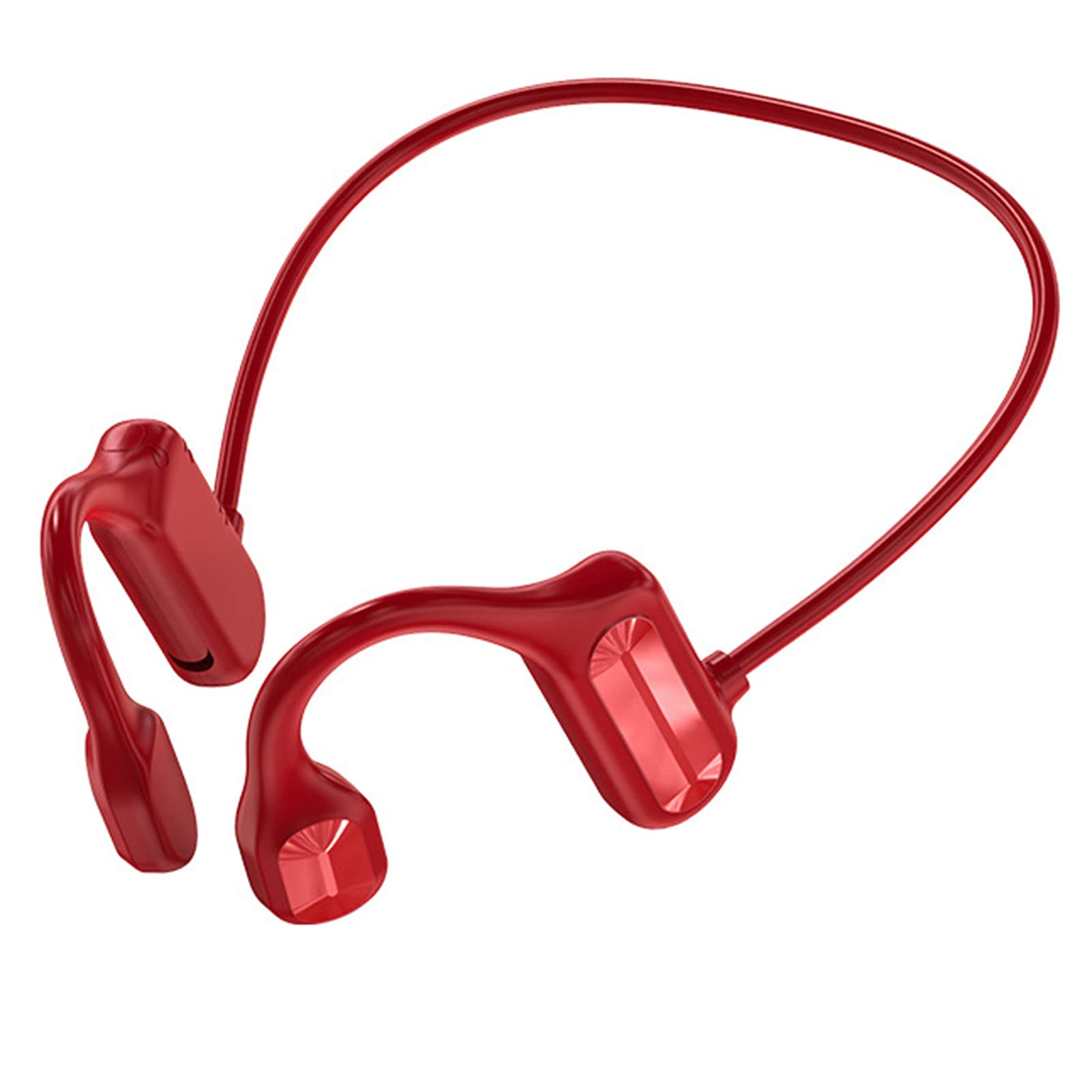 SCHICJ 133mm Bone Conduction Headphones - Bluetooth 5.0 Wireless Sport Earphones with Ear Hook, IPX5 Waterproof, Open-Ear Design for Running, Cycling, Gym Workouts (Red) - Compatible with iPhone & Android Phones