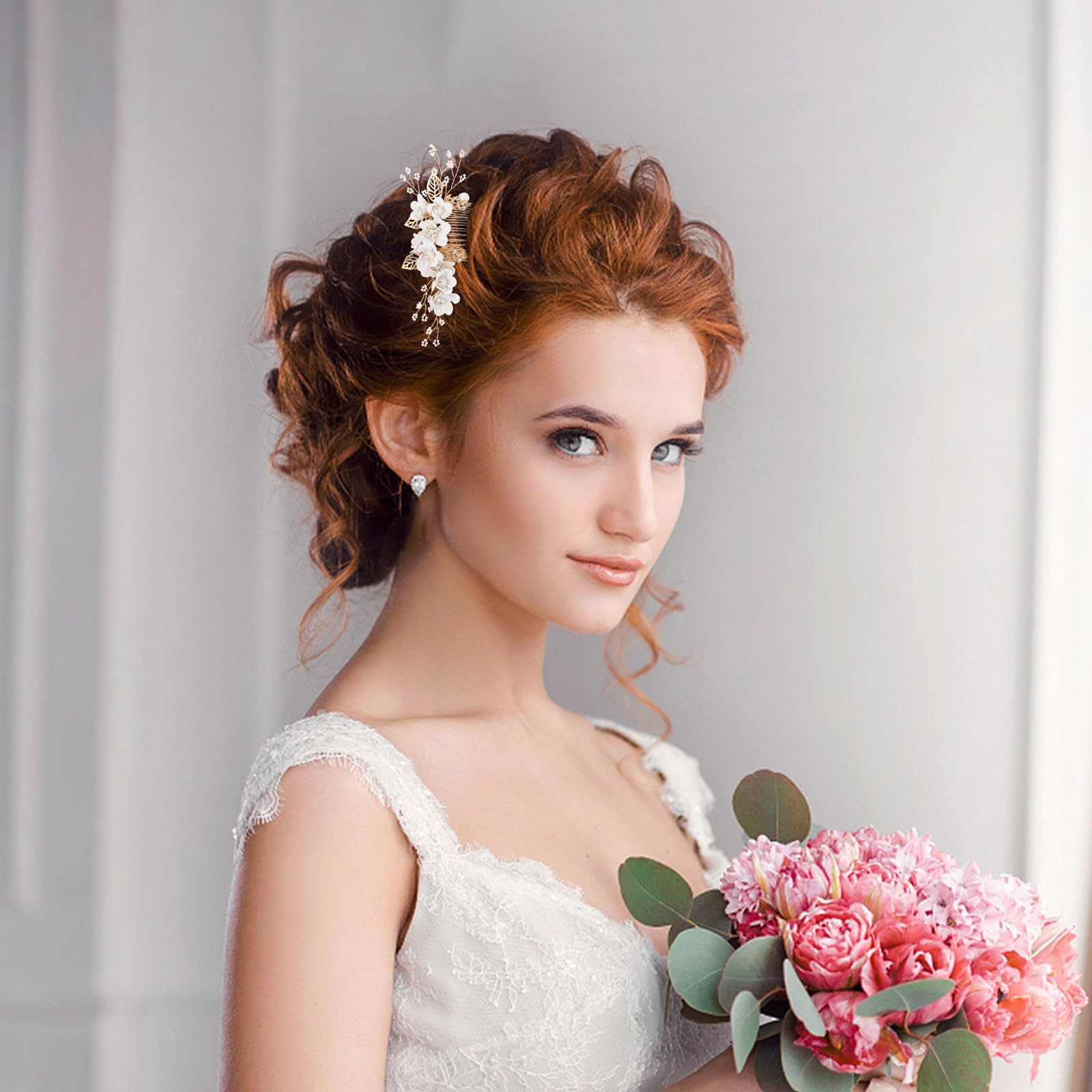 STOBOK 4pcs Bridal Hair Accessories Set - Rhinestone Pearl Wedding Hair Pins, Side Clips & U-Shaped Combs for Bride, Bridesmaid & Women | Perfect for Weddings, Prom, Parties & Special Occasions