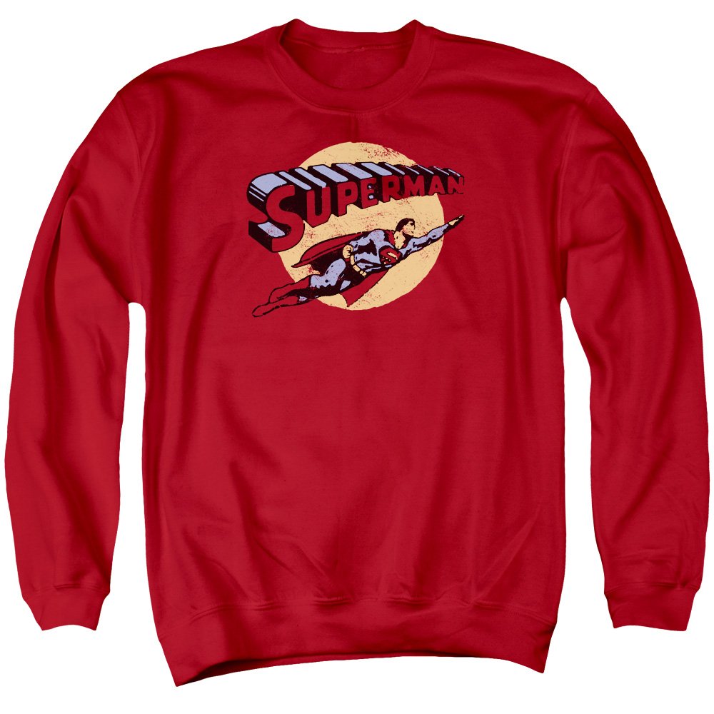 Superman Fly Graphic Unisex Adult Crewneck Sweatshirt for Men & Women | Casual Streetwear, Cosplay Costume, Superhero Fan Gift