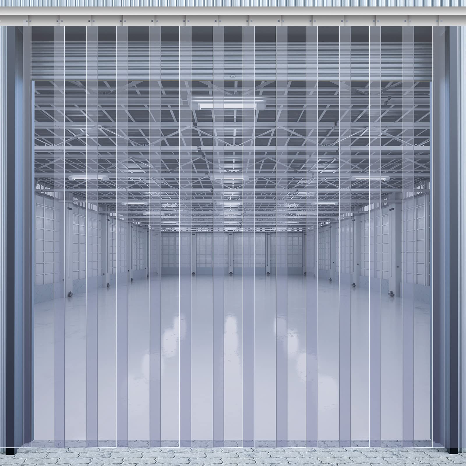 Juexica Heavy-Duty PVC Strip Door Curtain Kit - 0.08'' Winter Thickness, Waterproof & Insulated Freezer Door Cover for Cooler, Warehouse, Garage - Hurricane & Dust Protection for Industrial & Commercial Use