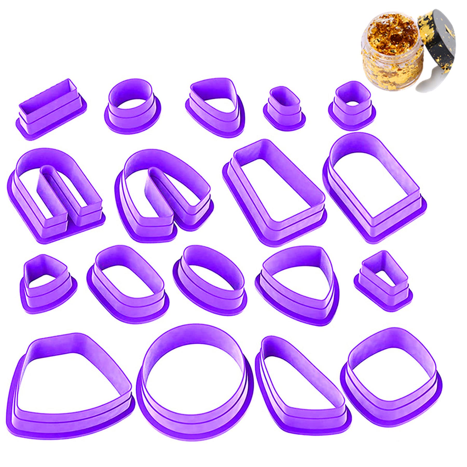 DIYOOHOMY 18 PCS Polymer Clay Cutters with Gold Foil - Geometric Circle Shape Tool Set for Making Clay Earrings & Jewelry - Perfect for DIY Crafts, Gift Making, and Home Decor Projects
