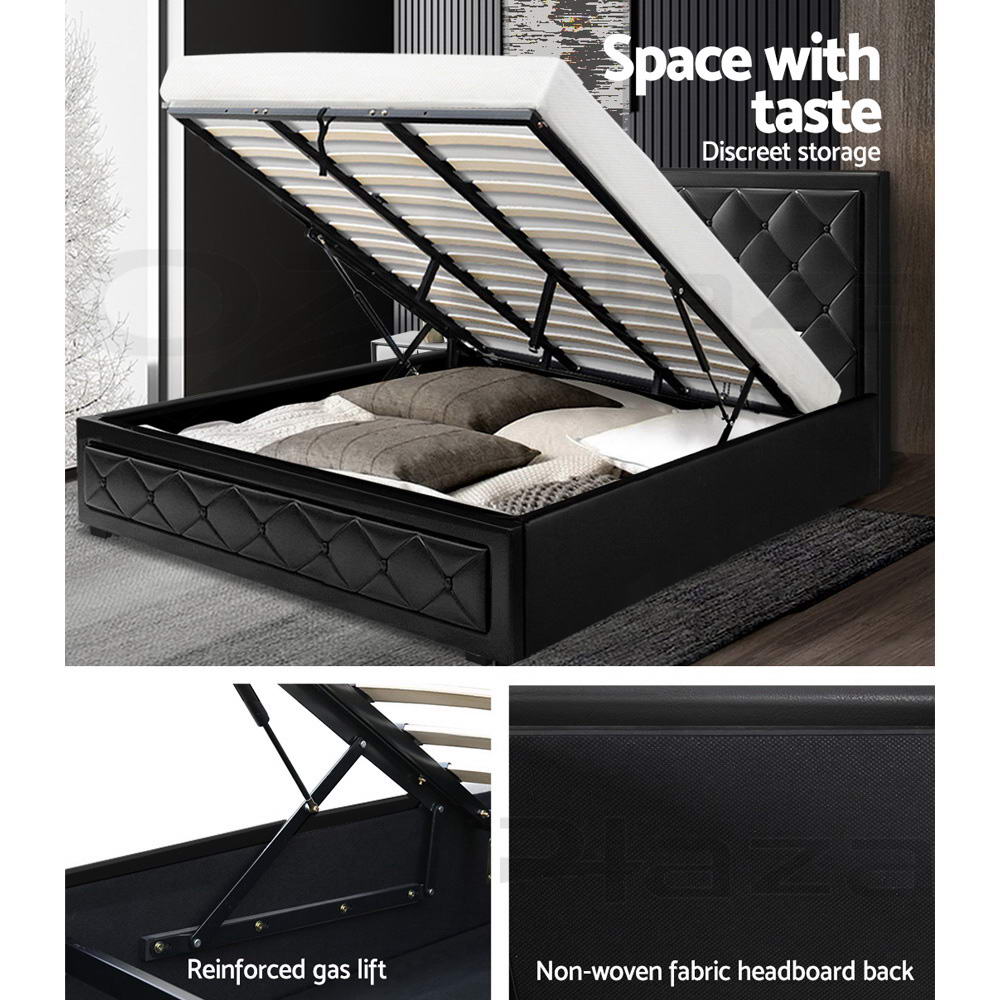 Bronte King Size Storage Bed Frame in Black - Modern Platform Bed with Underbed Drawers for Extra Storage, Perfect for Small Bedrooms & Master Suites