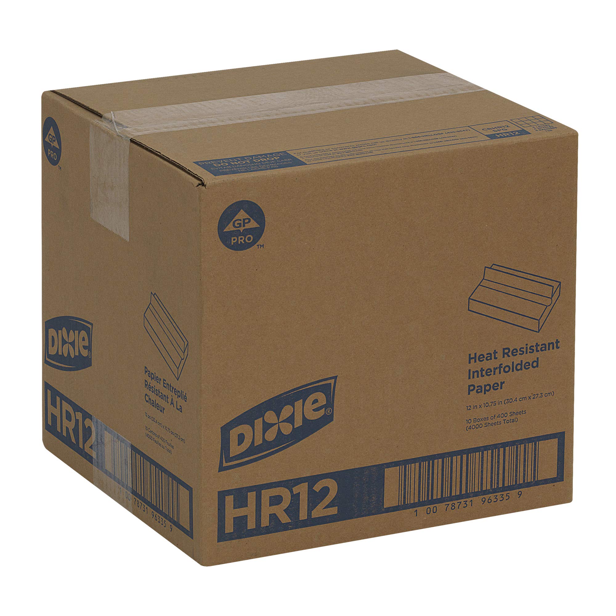 GP PRO Dixie Heat-Resistant Interfolded Paper Liners, White, 10.75 x 12 Inches, 4000 Count (10 Boxes of 400 Liners) – Ideal for Restaurants, Cafes & Food Service Businesses