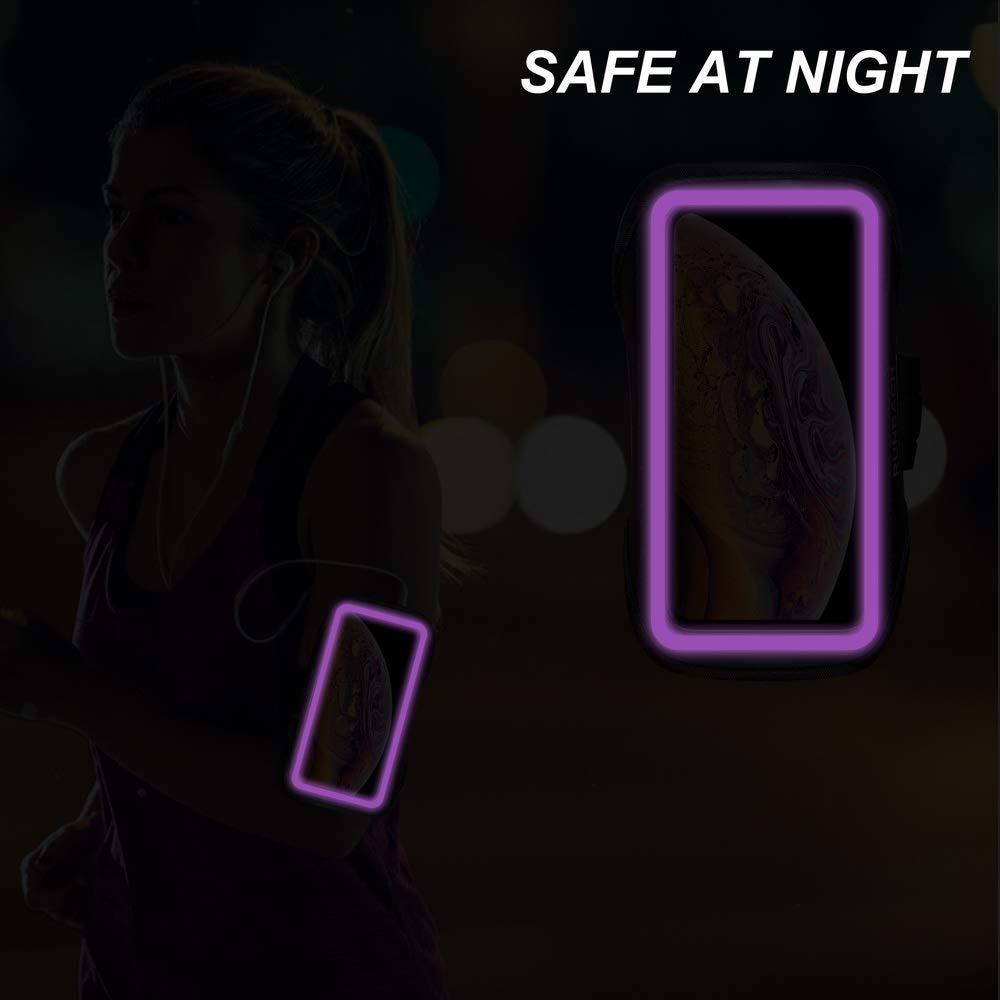 Sweatproof Running Armband for iPhone 16/16 Pro/15/15 Pro/14/14 Pro/13/13 Pro/12/12 Pro/11/XR - Lightweight Exercise Phone Holder with Card Slot (Purple) - Perfect for Jogging, Gym Workouts & Outdoor Activities