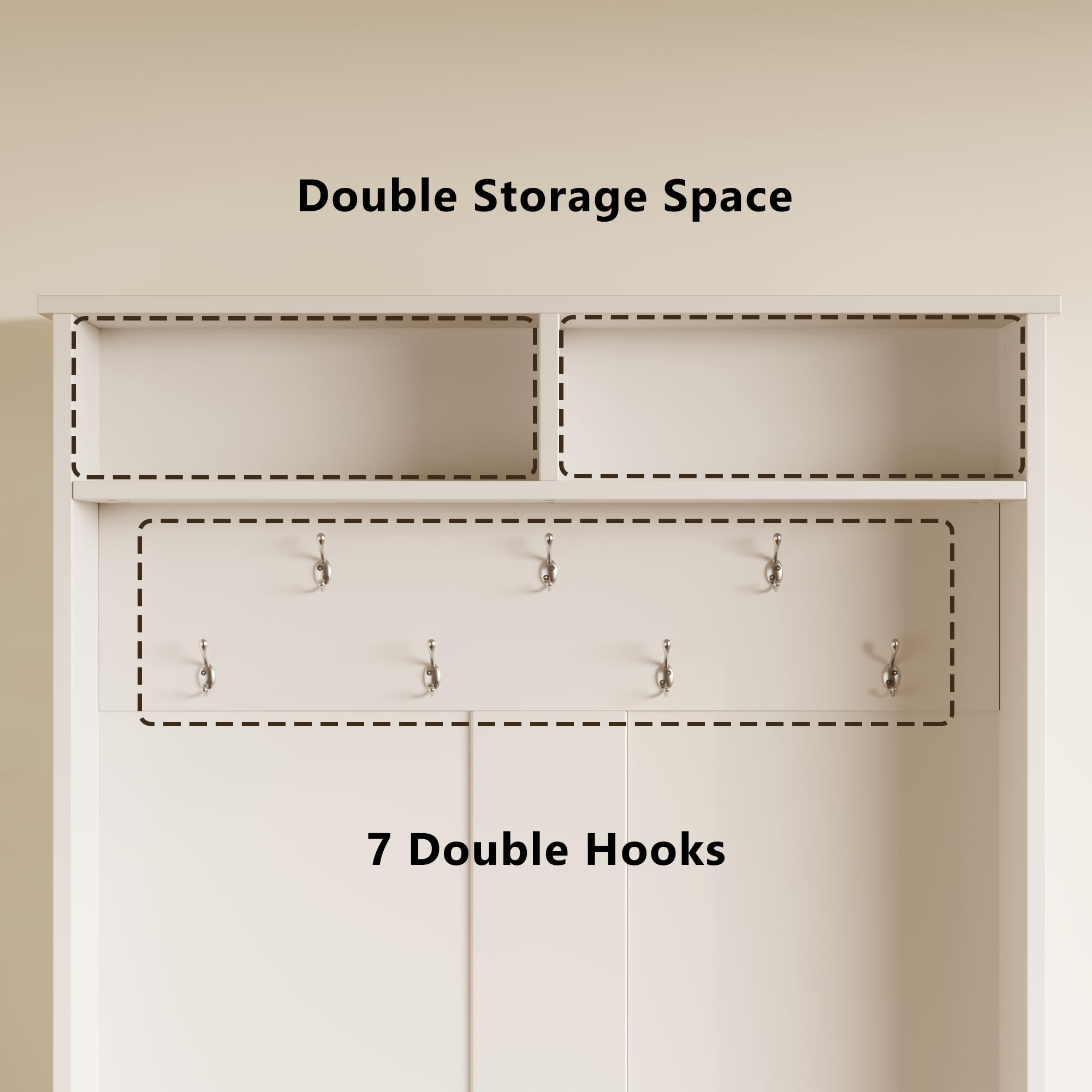 Aiho 3-in-1 Entryway Hall Tree with Bench, Coat Rack & Adjustable Shoe Storage | 2-Tier Top Shelf | White | Perfect for Organizing Entryways, Hallways & Mudrooms | Space-Saving Home Decor Solution