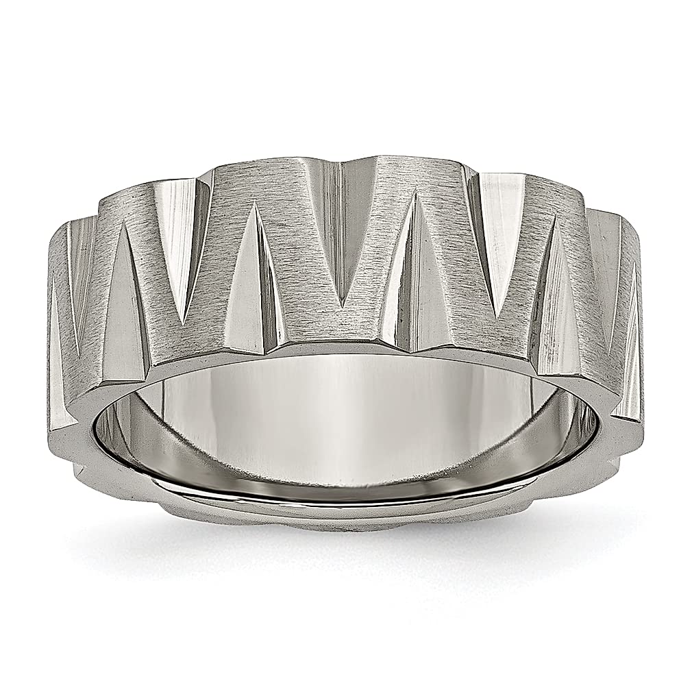 ICE CARATS Titanium 8mm Notched Wedding Band Ring - Elegant Fashion Jewelry for Women - Perfect Anniversary & Engagement Gift - Ideal for Weddings, Proposals & Special Occasions