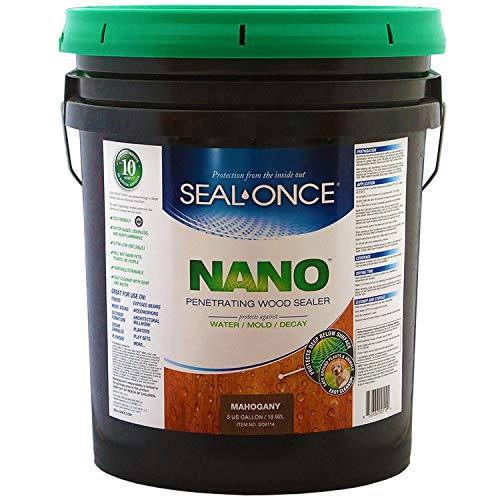 Nano Guard Premium Wood Sealer for Mahogany - 5 Gallon Bucket | Waterproof Wood Protection for Outdoor Furniture, Decks & Fences