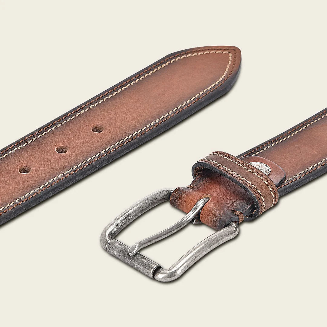 CS41051RS Men's Casual Fashion Cowhide Leather Belt - Stylish & Durable Chocolate Brown Belt for Jeans & Dress Pants | Perfect for Office, Casual Wear & Gifts