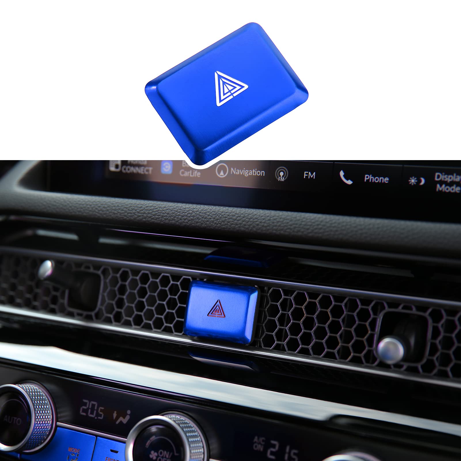 Honda Civic Accord CRV HRV Accessories - CKE Compatible Center Console Air Vent Hazard Warning Light Push Button Cover (Blue) - Upgrade Your Car Interior for Enhanced Style & Protection