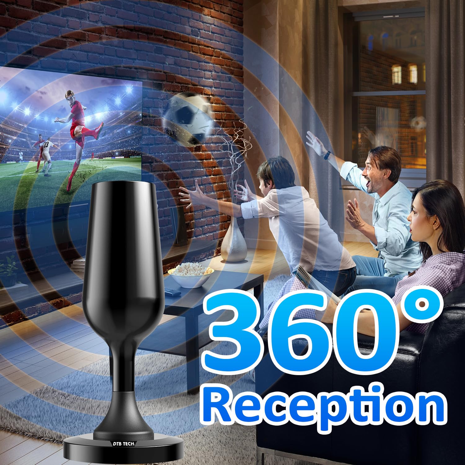 2025 Digital TV Antenna Indoor for Smart TV - 250+ Miles Long Range Reception with Strong Magnetic Base - Supports 4K 1080P Local Channels - Includes 10FT Coax Cable - Perfect for Home, Apartment, RV & Office Use
